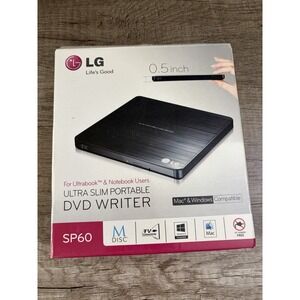 LG Ultra Slim Portable DVD Writer SP60 Windows and Mac Compatible